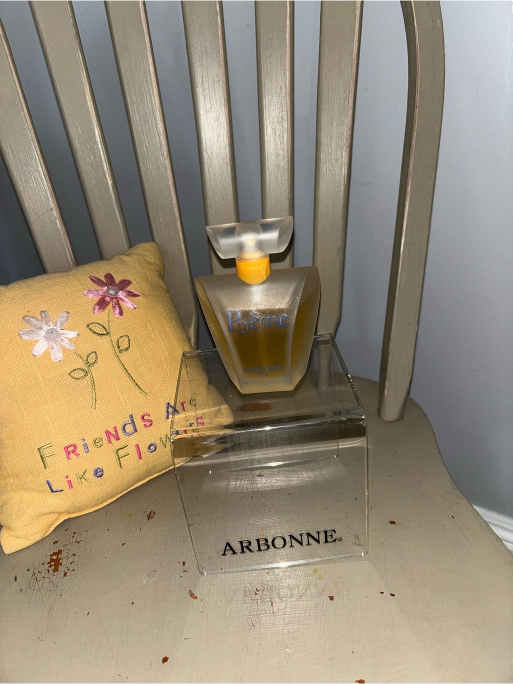 Lancome POEME  Perfume Bottle in Yellow and Frosted Glass 3.4 Oz